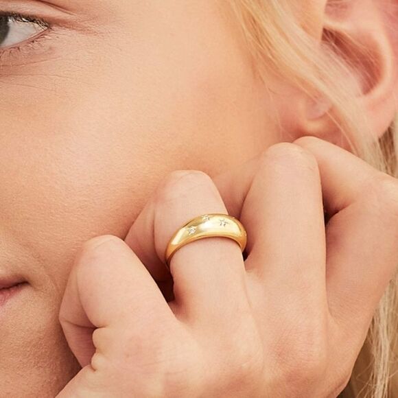 18k Gold Filled CZ Star Dome Statement Ring - Picture 8 of 10